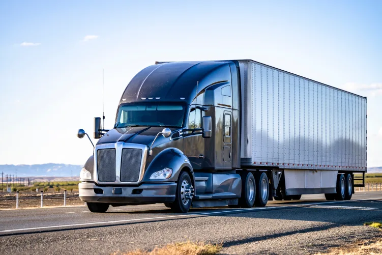 Truck with container transport