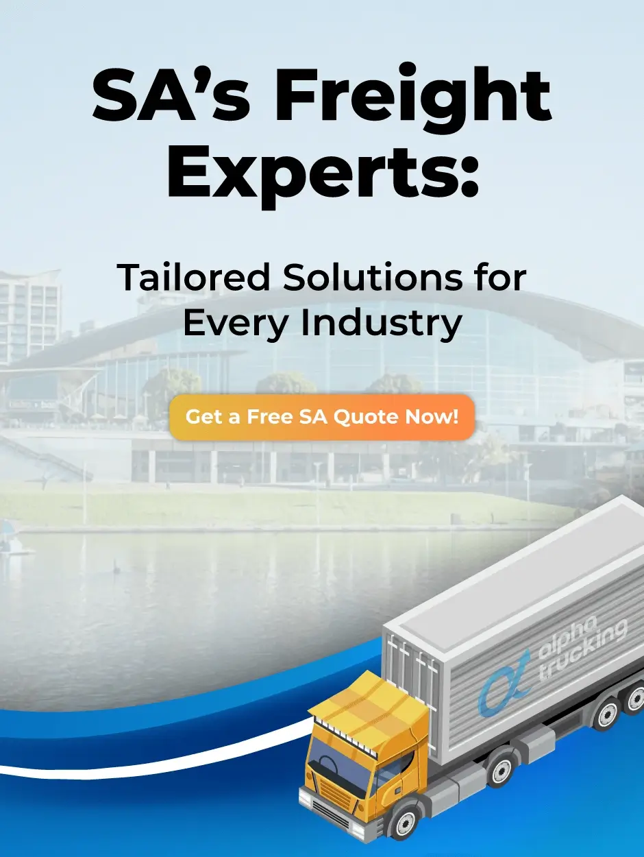  mobile banner of SA freight service featuring a truck, representing Alpha Trucking's freight services in Southern Australia.