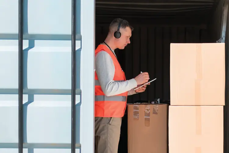 a dedicated person check parcel for freight transportation