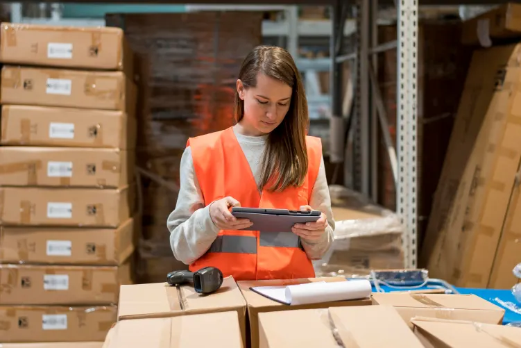 Organized stacks of pallets in a warehouse, showcasing secure storage and efficient freight handling.