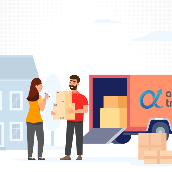 parcel delivery service by alpha trucking vector image