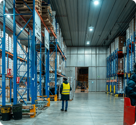Interior view of Alpha Trucking modern warehouse racking